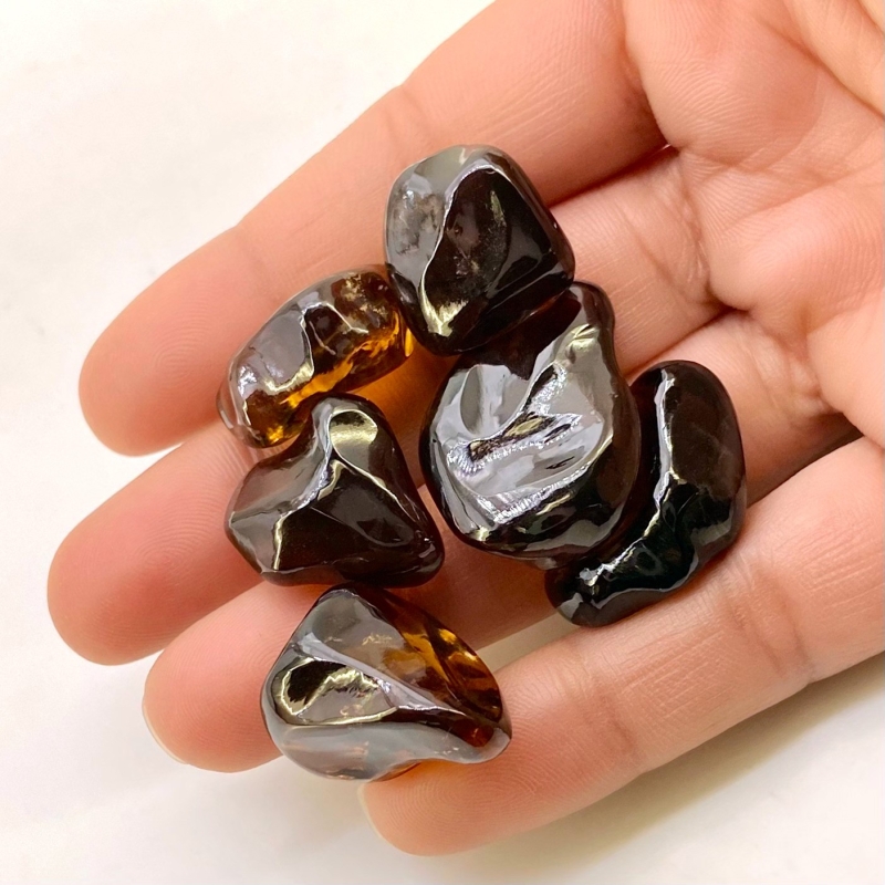  175.50 Cts. Whisky Quartz 18-27mm Smooth Nugget Shape AA+ Grade Loose Gemstone Beads Lot - Total 6 Pcs.