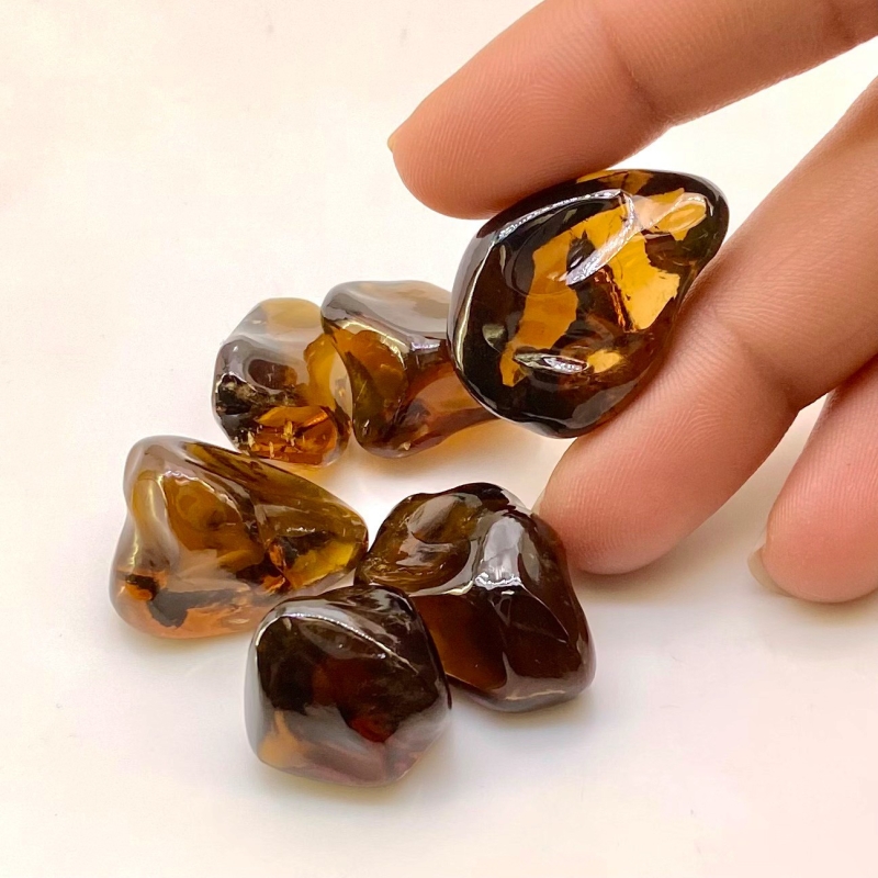  175.50 Cts. Whisky Quartz 18-27mm Smooth Nugget Shape AA+ Grade Loose Gemstone Beads Lot - Total 6 Pcs.