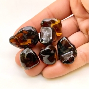  175.50 Cts. Whisky Quartz 18-27mm Smooth Nugget Shape AA+ Grade Loose Gemstone Beads Lot - Total 6 Pcs.
