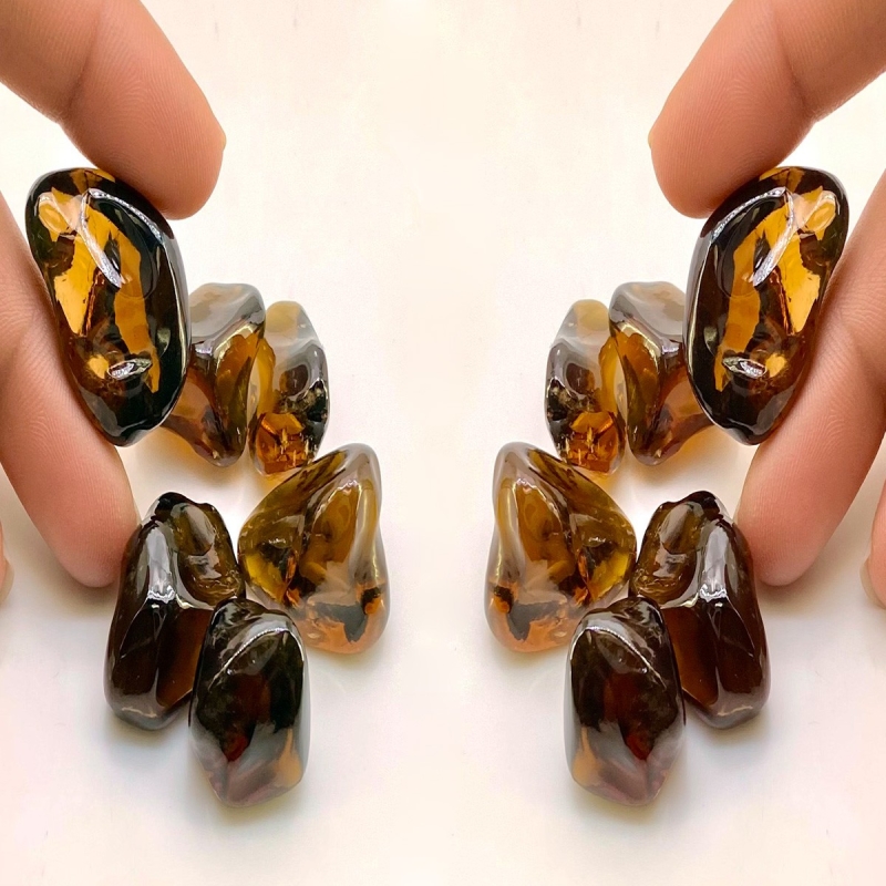  175.50 Cts. Whisky Quartz 18-27mm Smooth Nugget Shape AA+ Grade Loose Gemstone Beads Lot - Total 6 Pcs.