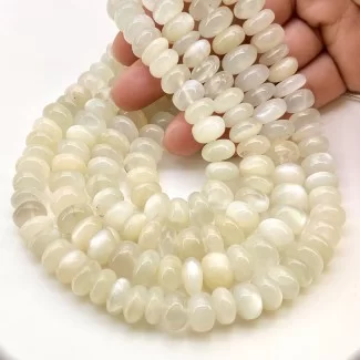 White Moonstone 10-11.5mm Smooth Rondelle Shape AA Grade Gemstone Beads Strand - Total 1 Strand of 13 Inch.