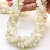 White Moonstone 10-11.5mm Smooth Rondelle Shape AA Grade Gemstone Beads Strand - Total 1 Strand of 13 Inch.