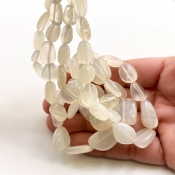 White Moonstone 8-19mm Smooth Nugget Shape AA+ Grade Gemstone Beads Strand - Total 1 Strand of 17 Inch.