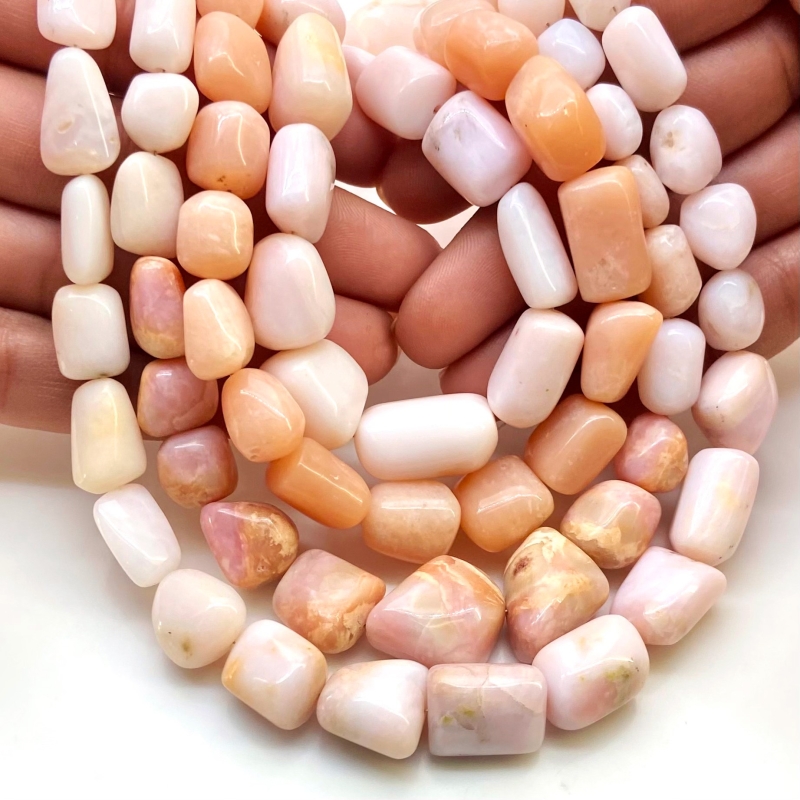 Pink Opal 8-17mm Smooth Nugget Shape A+ Grade Gemstone Beads Lot - Total 4 Strands of 19 Inch.