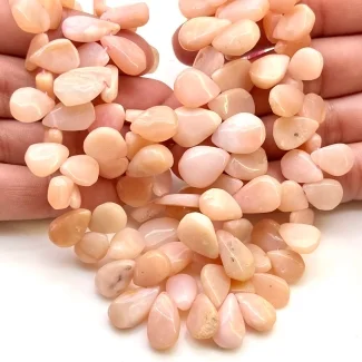 Pink Opal 9-15mm Smooth Pear Shape AA Grade Gemstone Beads Lot - Total 7 Strands of 10 Inch.
