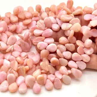 Pink Opal 11-15mm Smooth Pear Shape AA Grade Gemstone Beads Lot - Total 5 Strands of 10 Inch.