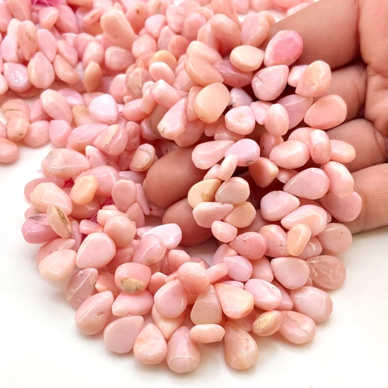Pink Opal 9-14mm Smooth Pear Shape AA Grade Gemstone Beads Lot - Total 8 Strands of 10 Inch.
