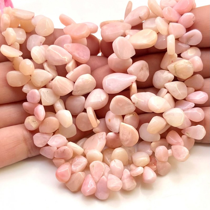 Pink Opal 9-15mm Smooth Pear Shape AA Grade Gemstone Beads Lot - Total 10 Strands of 10 Inch.