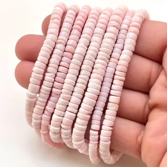 Pink Opal 4-6mm Smooth Wheel Shape AA Grade Gemstone Beads Lot - Total 4 Strands of 16 Inch.