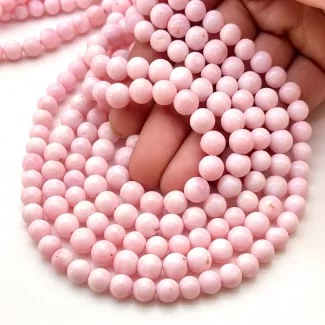Pink Opal 6-7.5mm Smooth Round Shape AA Grade Gemstone Beads Lot - Total 16 Strands of 13 Inch.