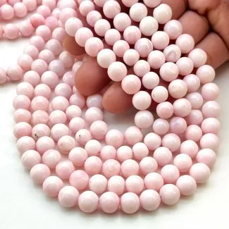 Pink Opal 7.5-8.5mm Smooth Round Shape AA Grade Gemstone Beads Lot - Total 9 Strands of 13 Inch.