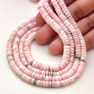 Pink Opal 4.5-6mm Smooth Wheel Shape AA Grade Gemstone Beads Lot - Total 4 Strands of 16 Inch.