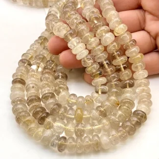 Golden Rutile 9-10mm Smooth Rondelle Shape A Grade Gemstone Beads Strand - Total 1 Strand of 13 Inch.