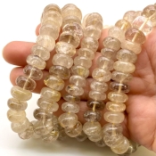 Golden Rutile 10-13mm Smooth Rondelle Shape A Grade Gemstone Beads Lot - Total 5 Strands of 13 Inch.