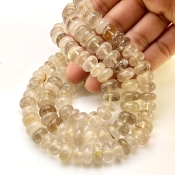 Golden Rutile 10-13mm Smooth Rondelle Shape A Grade Gemstone Beads Lot - Total 5 Strands of 13 Inch.