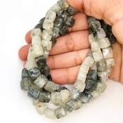 Green Rutile 7-8mm Faceted Cube Shape A Grade Gemstone Beads Lot - Total 7 Strands of 8 Inch.