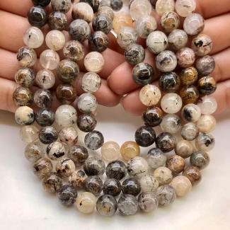 Multi Rutile Quartz 8.5-10mm Smooth Round Shape A Grade Gemstone Beads Lot - Total 7 Strands of 13 Inch.