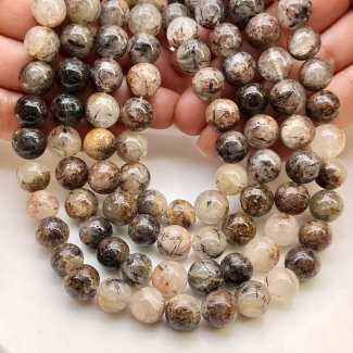 Multi Rutile Quartz 9.5-10mm Smooth Round Shape A Grade Gemstone Beads Lot - Total 4 Strands of 13 Inch.