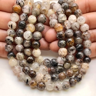 Multi Rutile Quartz 8-10mm Smooth Round Shape A Grade Gemstone Beads Lot - Total 7 Strands of 13 Inch.