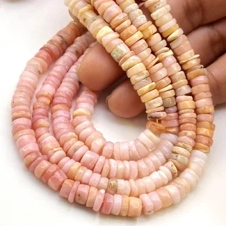 Pink Opal 5-6.5mm Smooth Wheel Shape AA Grade Gemstone Beads Lot - Total 10 Strands of 16 Inch.