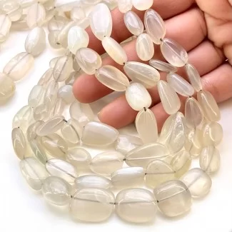 Grey Moonstone 8-20mm Smooth Nugget Shape AA+ Grade Gemstone Beads Strand - Total 1 Strand of 18 Inch.