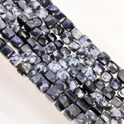 Black Obsidian 6-7mm Faceted Cube Shape AA Grade Gemstone Beads Strand - Total 1 Strand of 8 Inch.
