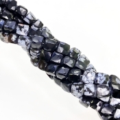 Black Obsidian 6-7mm Faceted Cube Shape AA Grade Gemstone Beads Strand - Total 1 Strand of 8 Inch.