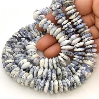 Dendrite Opal 9-13mm German Cut Disk Shape AA Grade Gemstone Beads Strand - Total 1 Strand of 16 Inch.