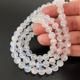 Rainbow Moonstone 6-7mm Smooth Round Shape AA Grade Gemstone Beads Strand - Total 1 Strand of 16 Inch.