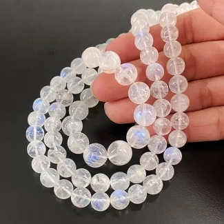 Rainbow Moonstone 7.5-11mm Smooth Round Shape AA Grade Gemstone Beads Lot - Total 3 Strands of 16 Inch.