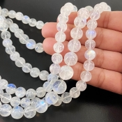 Rainbow Moonstone 7.5-11mm Smooth Round Shape AA Grade Gemstone Beads Lot - Total 3 Strands of 16 Inch.