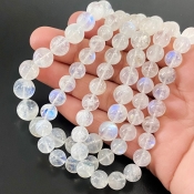 Rainbow Moonstone 7.5-11mm Smooth Round Shape AA Grade Gemstone Beads Lot - Total 3 Strands of 16 Inch.