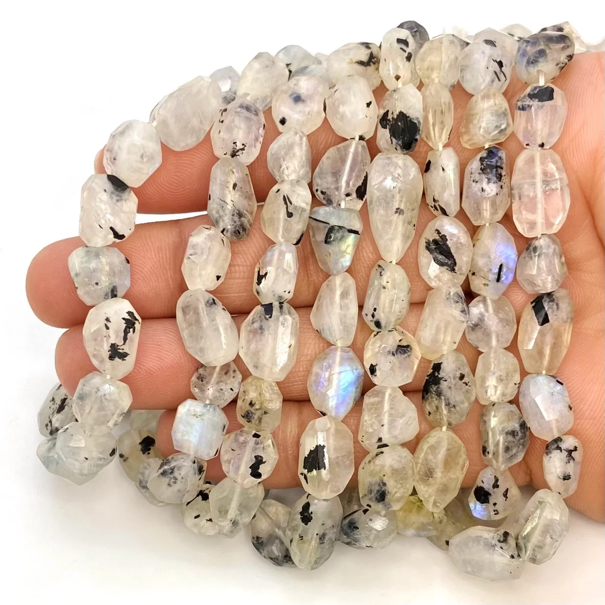 Mineral beads - rainbow moonstone/adular