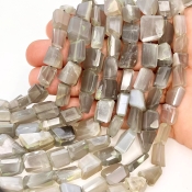 Grey Moonstone 8-14mm Step Cut Nugget Shape AAA Grade Gemstone Beads Strand - Total 1 Strand of 10 Inch.