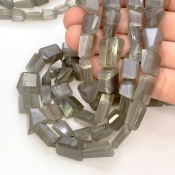 Grey Moonstone 8-14mm Step Cut Nugget Shape AAA Grade Gemstone Beads Strand - Total 1 Strand of 10 Inch.
