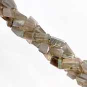 Grey Moonstone 8-14mm Step Cut Nugget Shape AAA Grade Gemstone Beads Strand - Total 1 Strand of 10 Inch.
