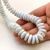 Blue Opal 8.5-15mm Smooth Wheel Shape A Grade Gemstone Beads Strand - Total 1 Strand of 16 Inch.