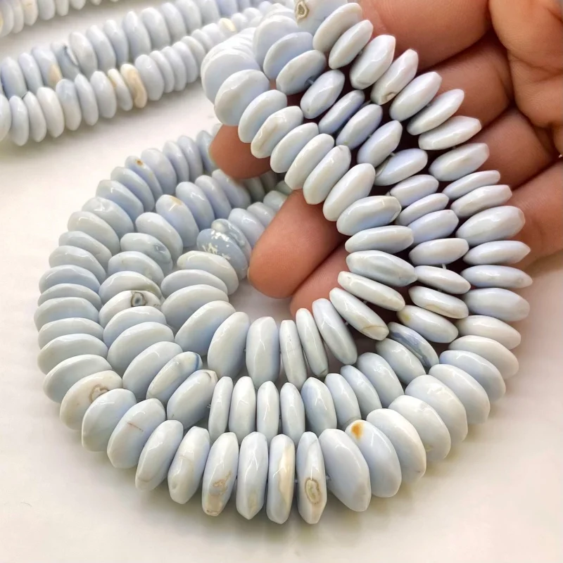 Blue Opal 8.5-15mm Smooth Wheel Shape A Grade Gemstone Beads Strand - Total 1 Strand of 16 Inch.