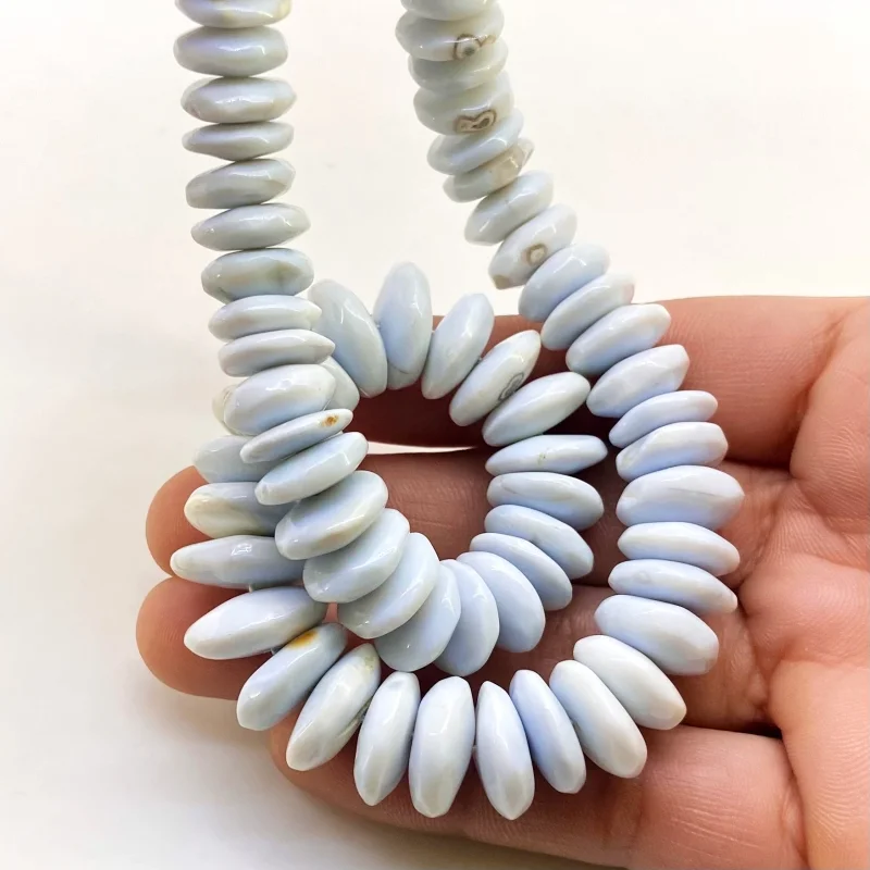 Blue Opal 8.5-15mm Smooth Wheel Shape A Grade Gemstone Beads Strand - Total 1 Strand of 16 Inch.