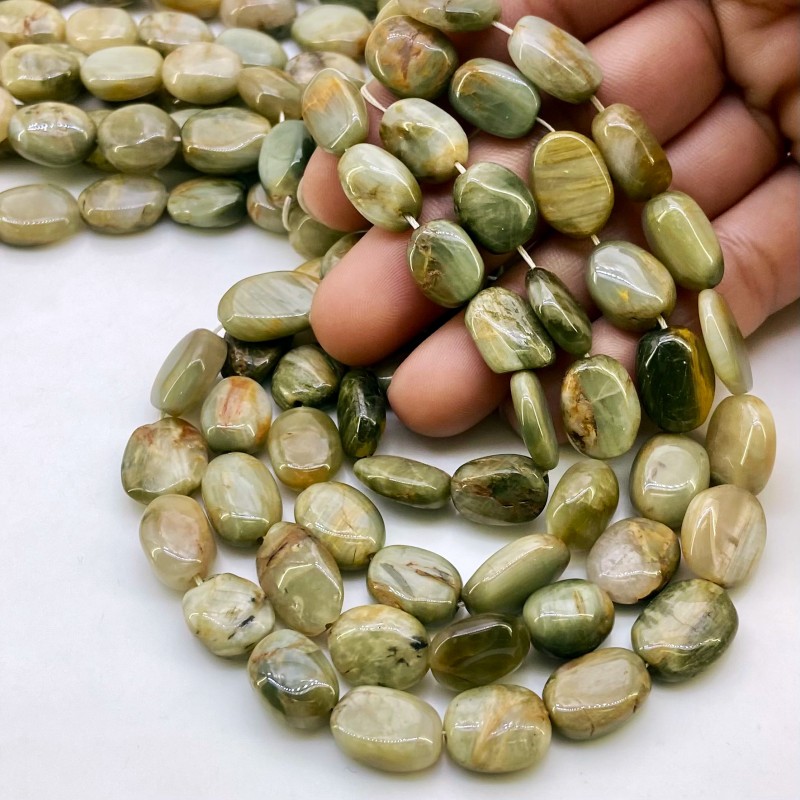 Cats Eye 11-19.5mm Smooth Oval Shape A Grade Gemstone Beads Lot - Total 8 Strands of 16 Inch.
