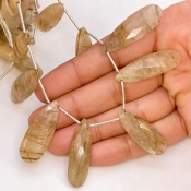 Golden Rutile 20-33mm Briolette Pear Shape AA+ Grade Gemstone Beads Lot - Total 6 Strands of 9 Inch.
