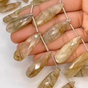 Golden Rutile 20-33mm Briolette Pear Shape AA+ Grade Gemstone Beads Lot - Total 6 Strands of 9 Inch.