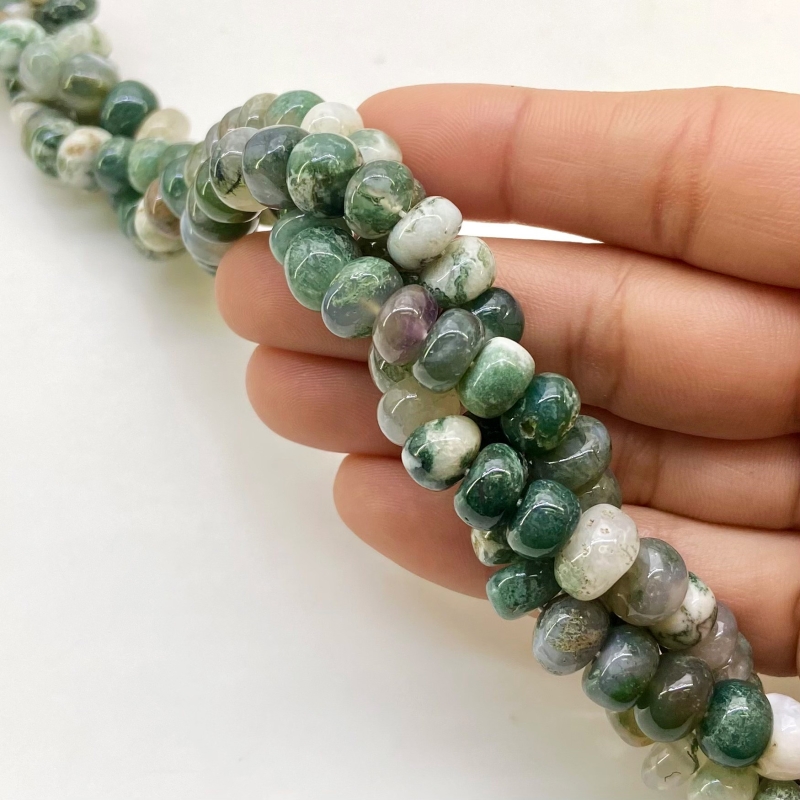 Tree Agate 8-9mm Smooth Rondelle Shape AA Grade Gemstone Beads Lot - Total 10 Strands of 13 Inch.