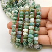 Tree Agate 8-9mm Smooth Rondelle Shape AA Grade Gemstone Beads Lot - Total 10 Strands of 13 Inch.