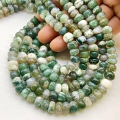 Tree Agate 8-9mm Smooth Rondelle Shape AA Grade Gemstone Beads Lot - Total 10 Strands of 13 Inch.