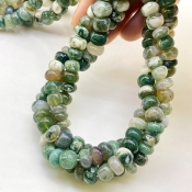Tree Agate 8-9mm Smooth Rondelle Shape AA Grade Gemstone Beads Lot - Total 10 Strands of 13 Inch.