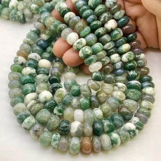 Tree Agate 9-10mm Smooth Rondelle Shape AA Grade Gemstone Beads Lot - Total 10 Strands of 13 Inch.