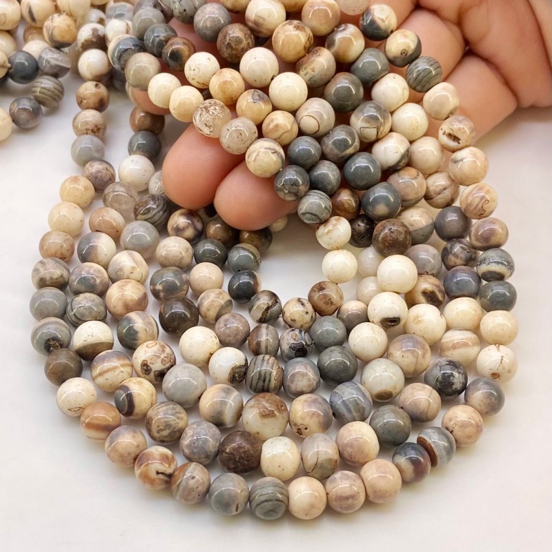 Agate 7-8mm Smooth Round Shape A Grade Gemstone Beads Lot - Total 12 Strands of 13 Inch.