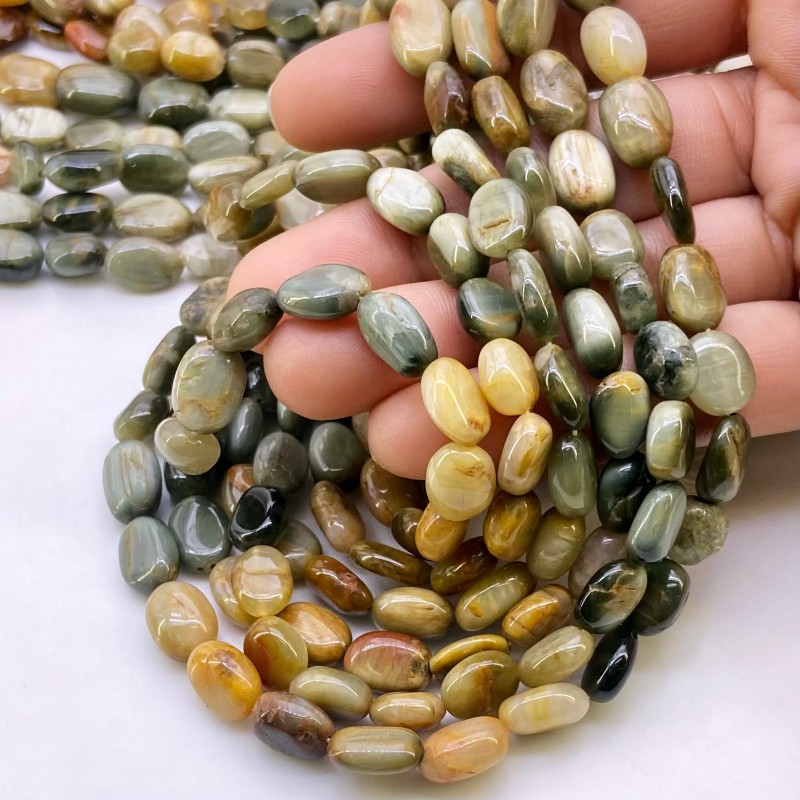 Cats Eye 9-13mm Smooth Oval Shape A Grade Gemstone Beads Lot - Total 18 Strands of 13 Inch.