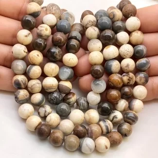 Agate 9.5-10mm Smooth Round Shape A Grade Gemstone Beads Lot - Total 7 Strands of 13 Inch.